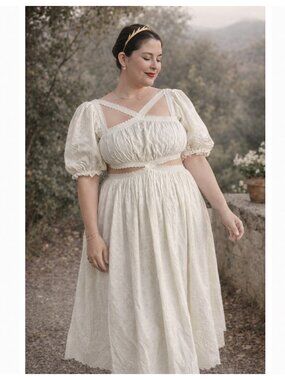 DÔEN Organic Cotton Ravenna Dress in Salt Cream NEW NWT